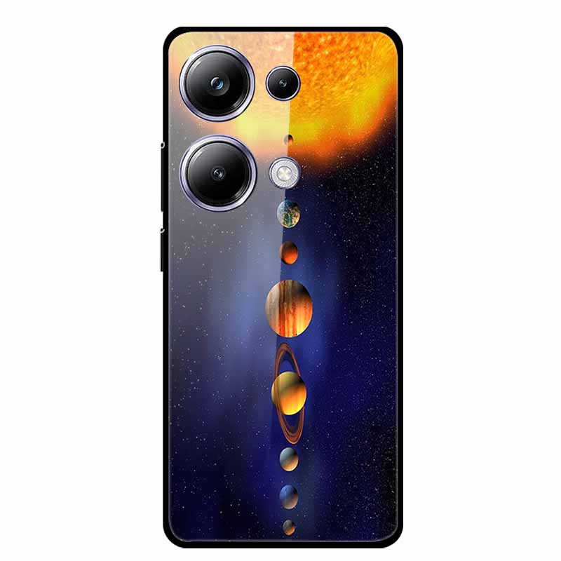 Glass Back Cover For Poco M6 Pro 4G Case M 6 M6Pro Hard Tempered Glass Case For Xiaomi Redmi Note 13 Pro Phone Case Soft Bumper