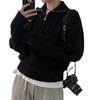 Korean Style Retro Cable Knit Zipper Pullover Sweater - Women's Autumn/Winter 2025 Collection