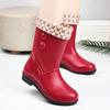 Women's rain shoes medium tube water shoes fashion warm rain boots women's cotton water boots non-slip work rubber shoes car wash kitchen