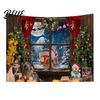 Christmas Wall Hanging Snow Scene Tapestry Holiday Backdrop Xmas Tree Cloth for Window Wreath Tapestry Bedroom Living Room 59x39 Inch Party