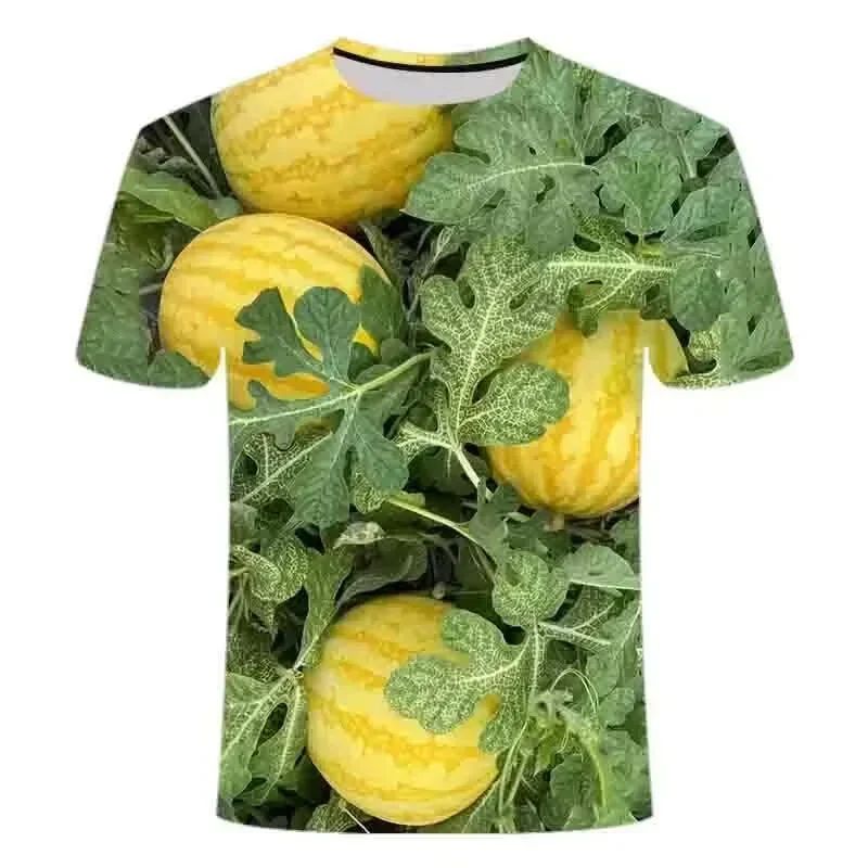 Herren Casual Mode Wassermelone Kreatives Grafik T-Shirt Lustig O-Ausschnitt Kurzarm Alltag Pop Locker Atmungsaktiv Übergröße Oberteil