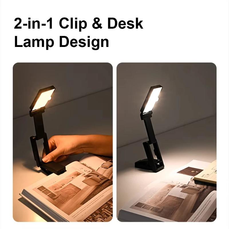Rechargeable Book Light LED Clip Reading Light 180°Foldable,Portable Clip On Reading Lamp 3 Colors Eye Protection Desk Lamps