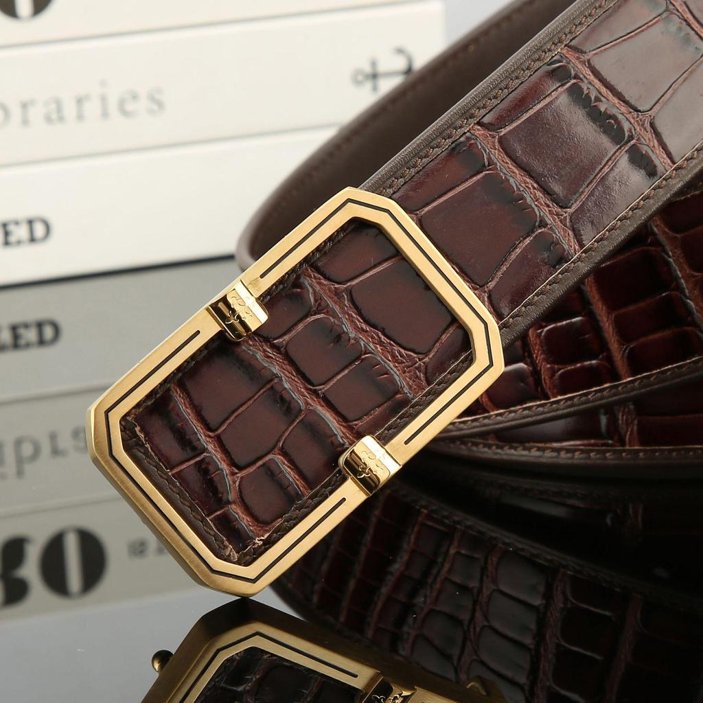 Men's Casual Crocodile Leather Belt - 3.8 Wide