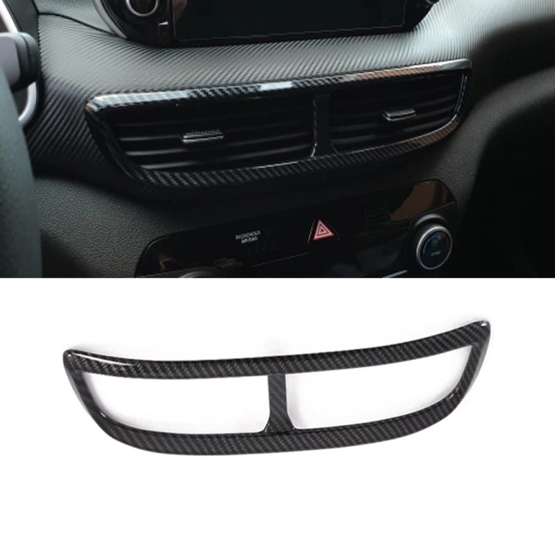 ABAIWAI Carbon Fiber Interior For Hyundai Tucson Window Switch Panel Ac Outlet Steering Wheel Cover Gear Trim