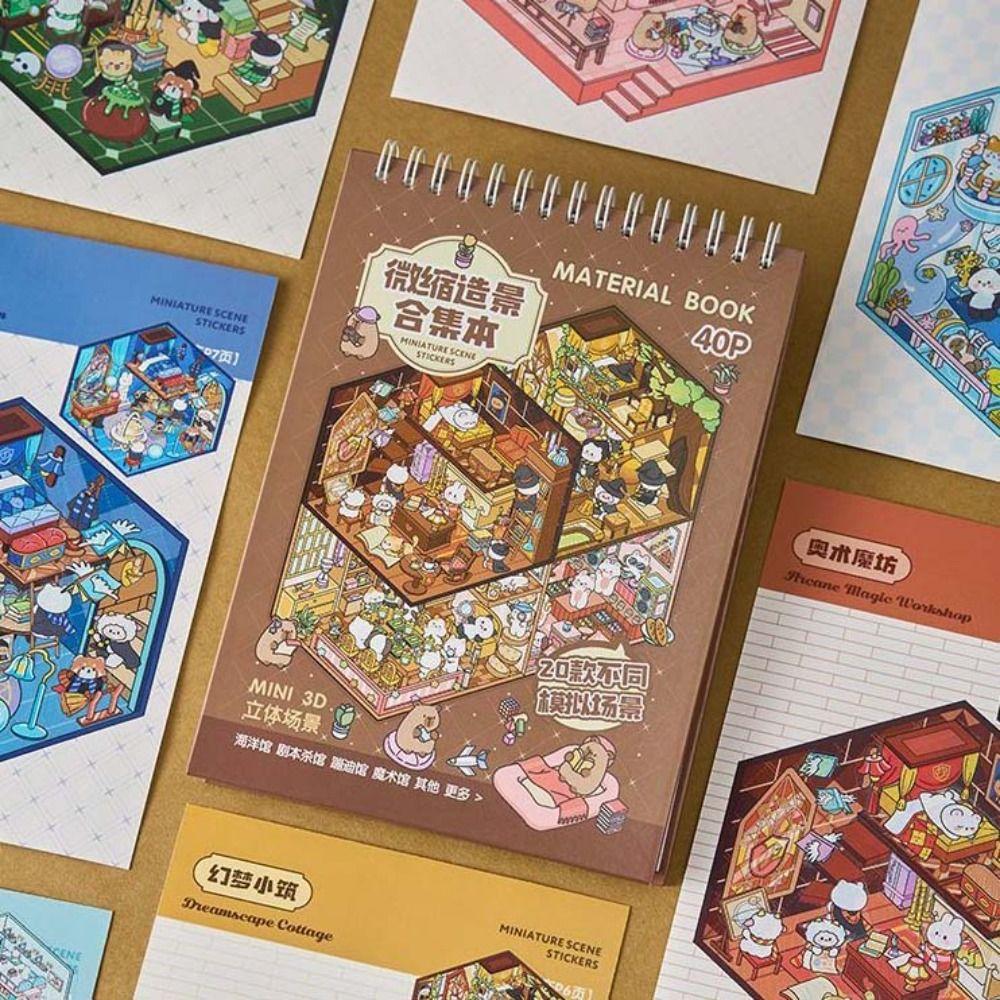 Landscape Stickers Miniature Scene Sticker Dream Town 4.0 Series Cottages Quiet Book  Children Gift