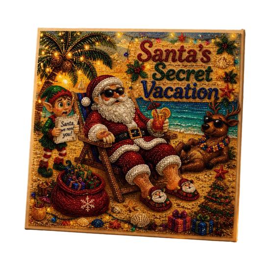 Holiday Art Projects for Families Xmas Faux Pearl Kit, Santa Claus Reindeer Painting DIY Craft Kits Teens Sparkling 3D Festive Wall Kit Adults, Winter