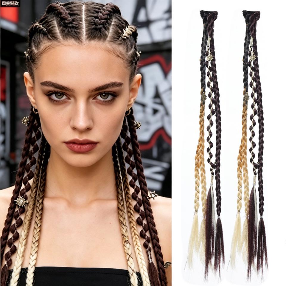 Estensioni Capelli Trecce a Coda di Pesce Intrecciate Stile Bohemien - Parrucca con Clip BB Treccine Box Donna