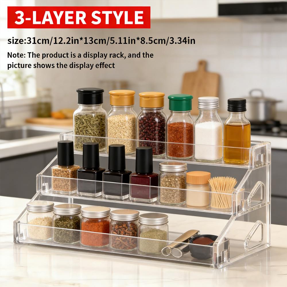 Multipurpose Kitchen Storage Display Stand Countertop Shelf Organizer for Spice Jars Oil Bottles Small Canisters