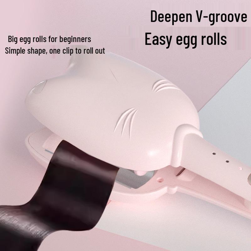 32mm Negative Ion Egg Roll Curling Iron with Cat Claw Design, Korean-Style Water Ripple, Portable.