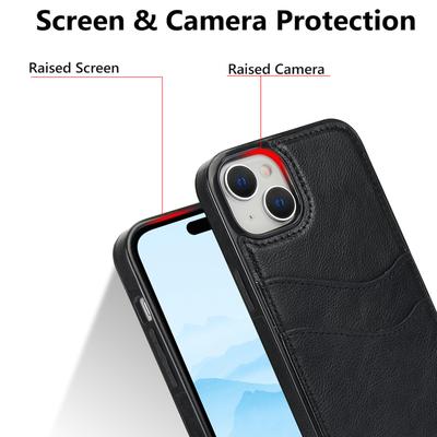 For iPhone 13 Mini Case Scratch-Resistant PU+TPU Phone Shell with Card Holder