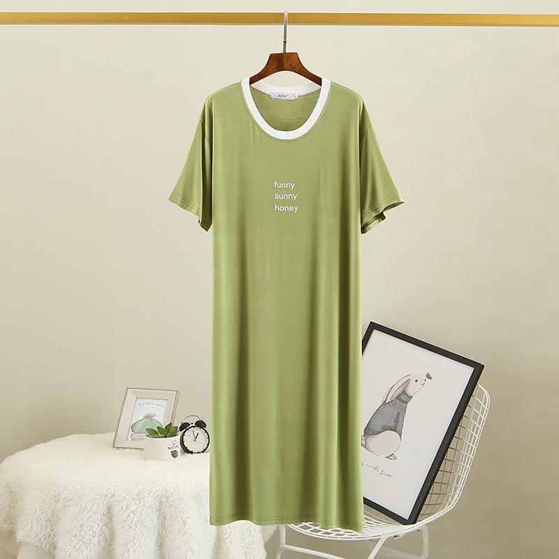 

Ночная рубашка с короткими рукавами и модальным принтом: Женское свободное, милое летнее платье L (for 100-160 jin)