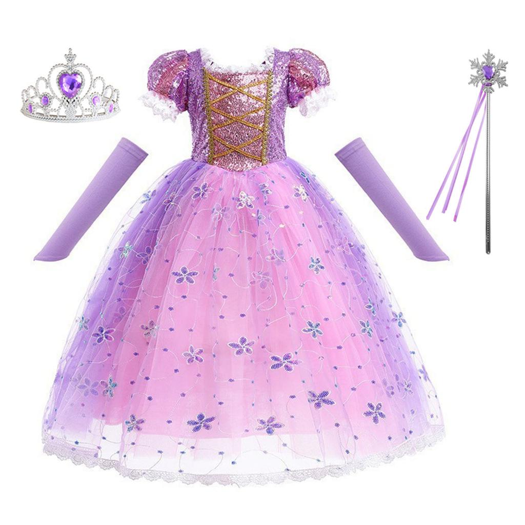 Little Girls Purple Princess Rapunzel Birthday Party Cosplay Halloween Easter Carvinal Fancy Dress Girls Holiday Party Dress-Up