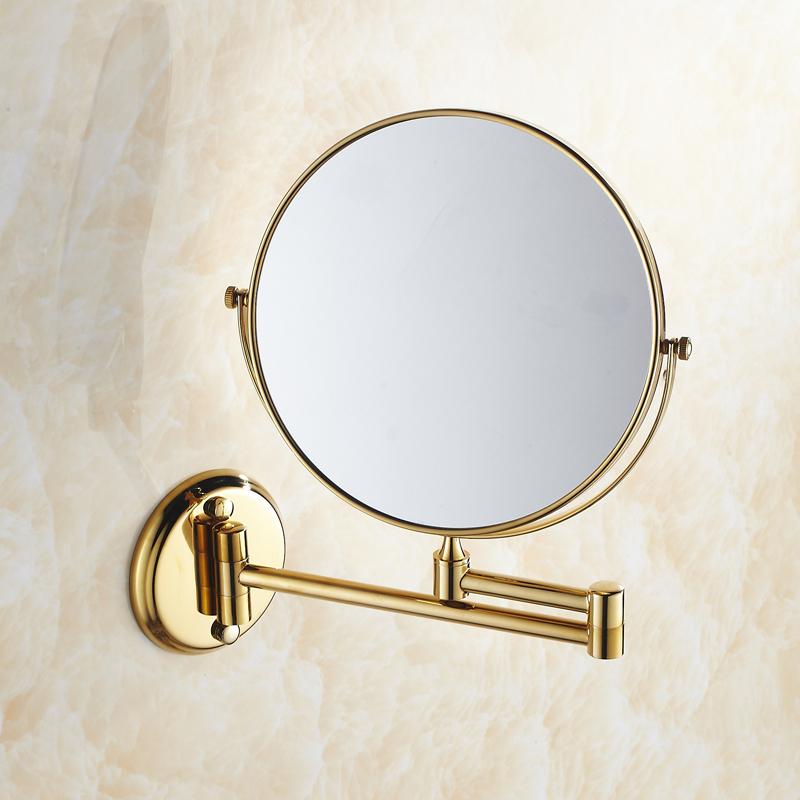 BAKALA 8" Wall Mounted Round Magnifying Bathroom Mirror Brass Makeup Cosmetic Mirror Lady's Private Mirrors