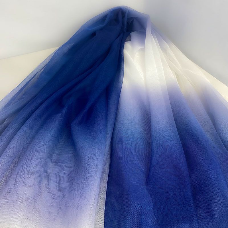 Gradient Rainbow Tulle Fabric Star Sequin By The Meter for Dress Hanfu Wedding Package DIY Sewing Cloth Soft Thin Draping Blue