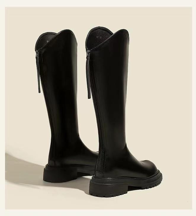 Fashion 2024 Autumn Women'S Rubber Boots Women Shoes Woman Winter Shoes Low Heels Booties Round Toe Rain Mid Calf Long Boots