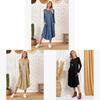Cotton Long Sleeve A Line Dress With Round Neck For Casual Fall Wear