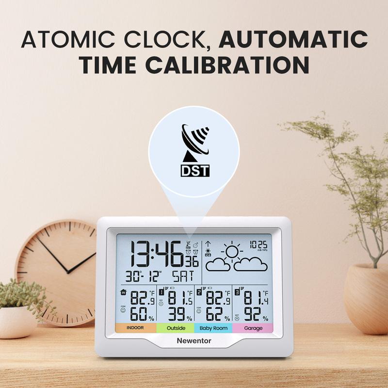 Wetterstation Innen/Außen Kabellose Sensoren Digitales Thermometer Hygrometer LED LCD Display Thermometer mit 3 Fernsensoren
