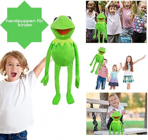 Kermit the Frog Hand Puppet Toy for Kids Adults Anime Puppet with 50Pcs Stickers Interactive Performance Gift