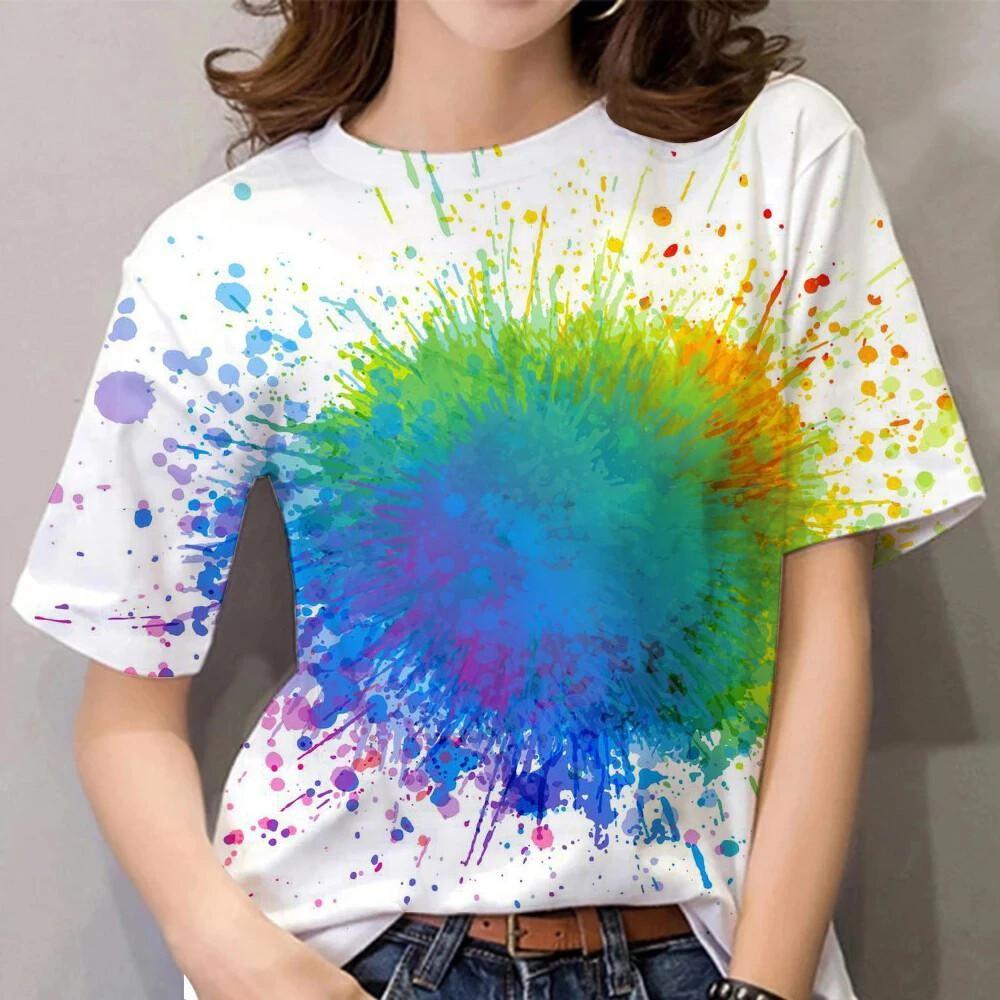 Women's Rainbow Graffiti Pattern Women's T-shirt Summer