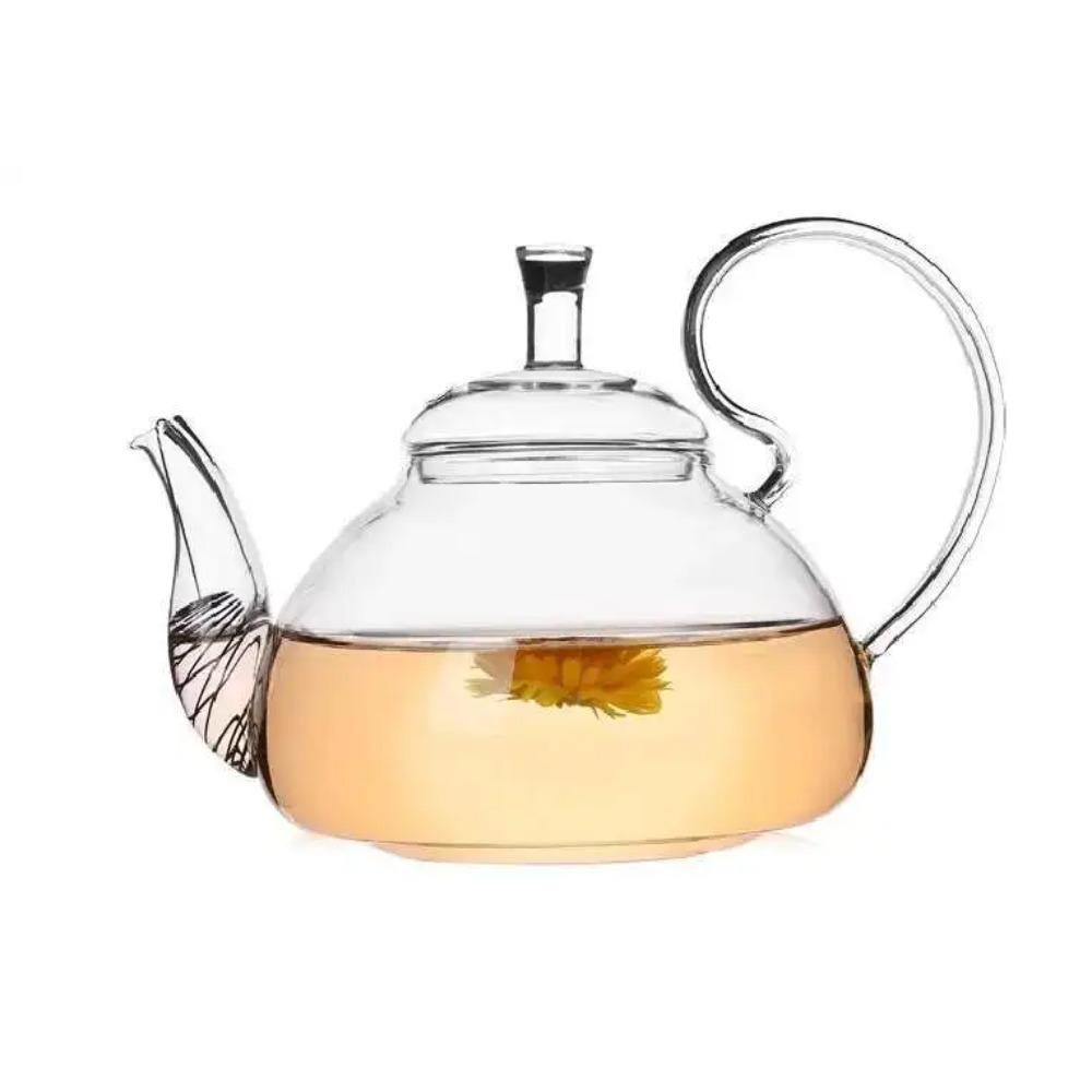 1pc.600ml,750ml,Heat Resistant High Handle Flower Coffee Glass Tea Pot Blooming Glass Teapot Jn