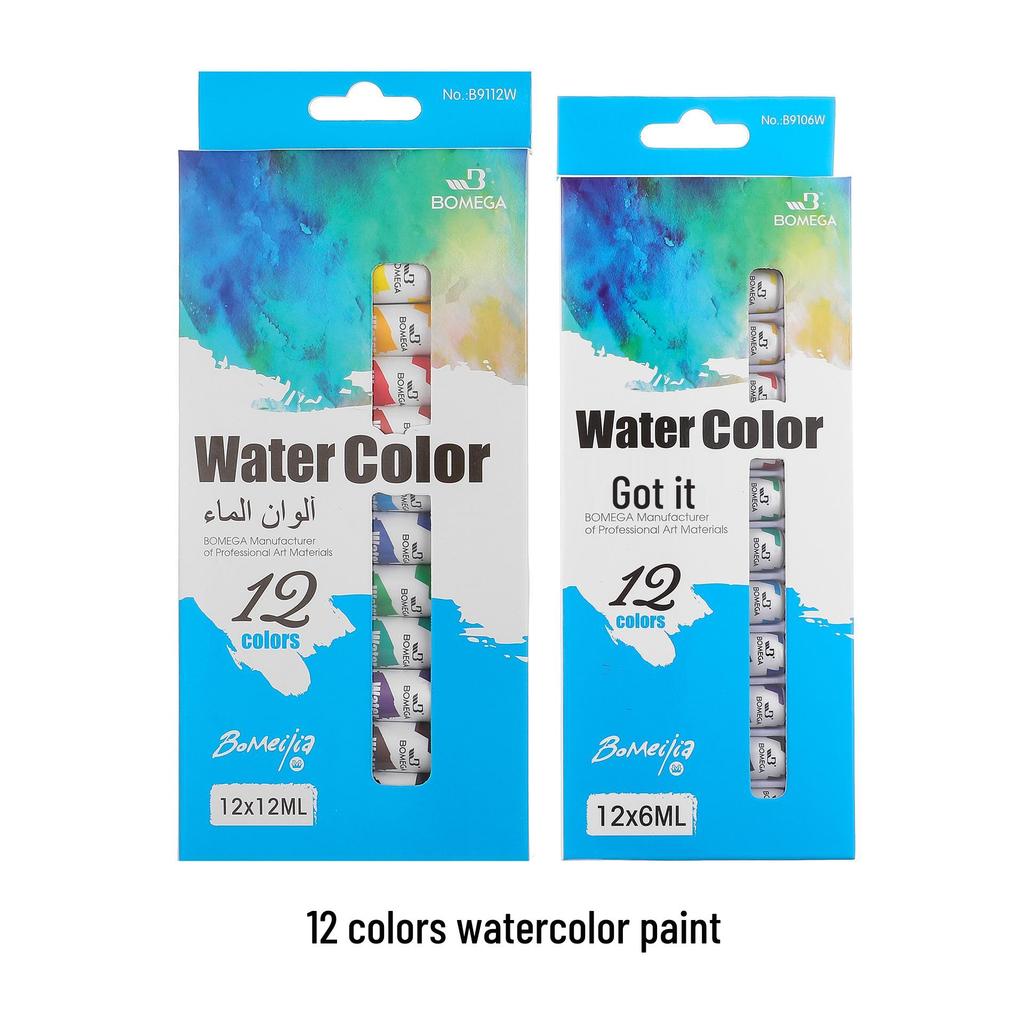 12-Color Acrylic Oil & Gouache Watercolor Pigments Set, 6/12ml - Ideal for Painting Textiles