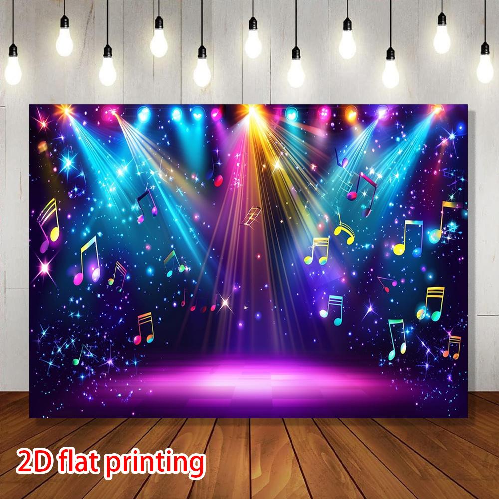 2D Flat, 2D Flat Banner, 1pc Party Backdrop Banner, Disco Music Stage Pattern Design, Suitable for Indoor/outdoor Room,yzb