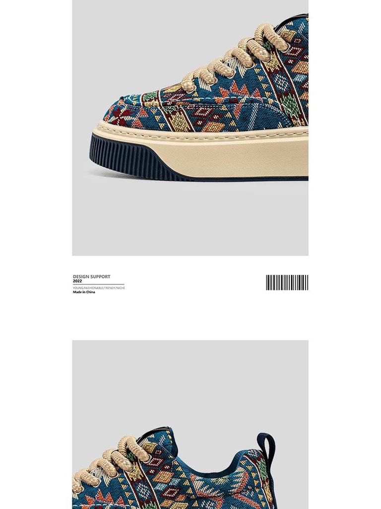 Pánské trendy retro plátěné tenisky s nízkým svrškem - ležérní jarní/letní streetový styl