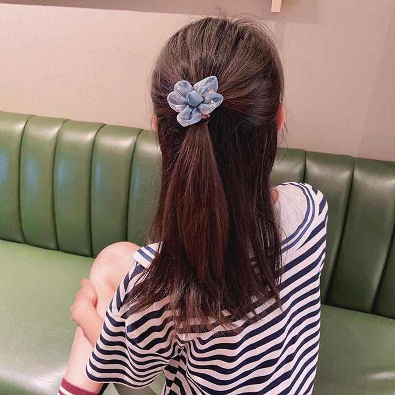 Korean Silk Gauze Flower Hair Tie Rubber Band for Girls