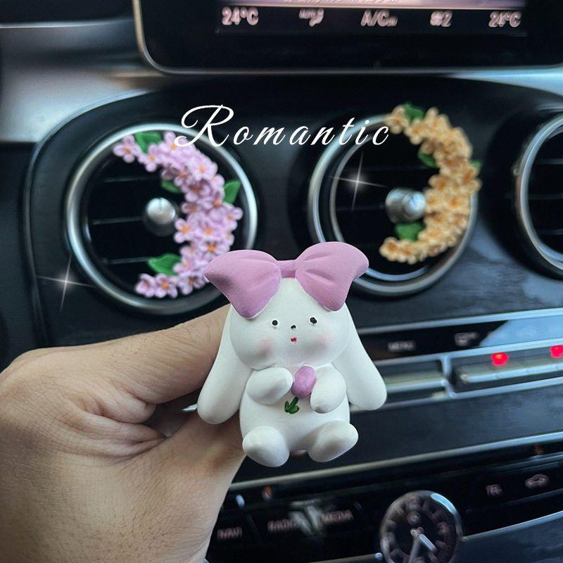 Osmanthus Rabbit Car Air Freshener Vent Decoration Perfume for Girls Car Interior Accessories Cute Aroma Diffuser Stone Fragrance