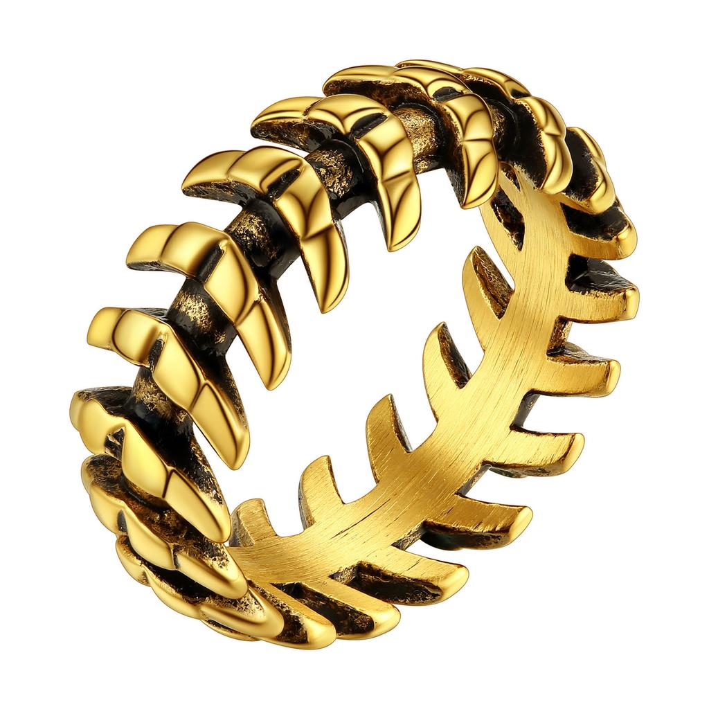 Stainless Steel 8.5mm Wide Snake Bone Rings for Man Woman Size 7-14 Black Vintage Retro Style Gothic Punk Unisex Jewelry Gift