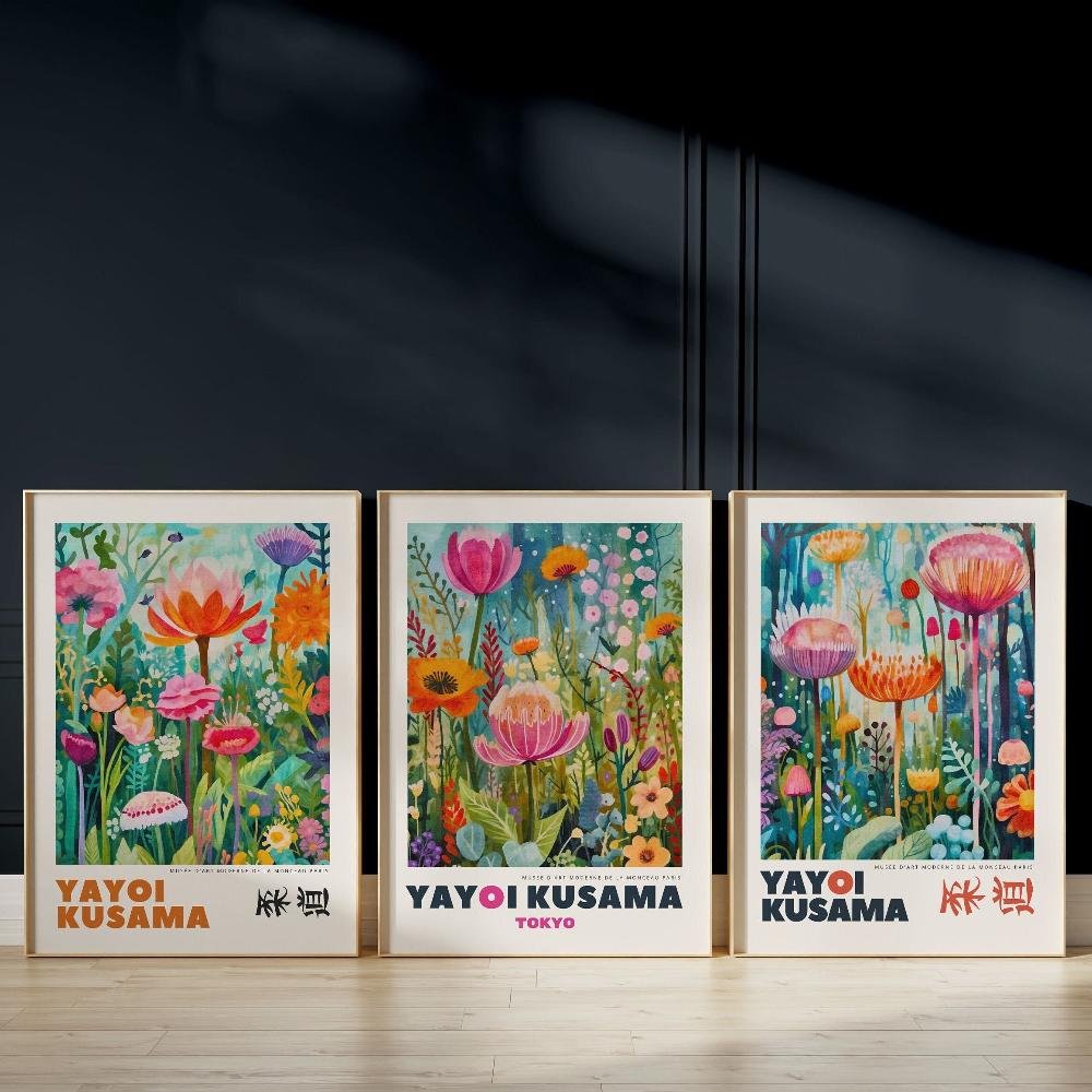 Yayoi Kusama Botanisches Poster Japanische Wandkunst Kusama Inspiriertes Kunstzimmer Dekor Yayoi Kusama Druck Japanisches Galerieposter Geschenk