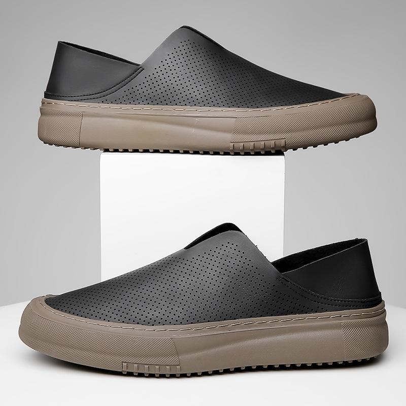 Men's Shoes Fashion Slip On Rubber Outdoor Sneakers Mocassins Handmade Male Loafers Soft Casual Leather Shoes