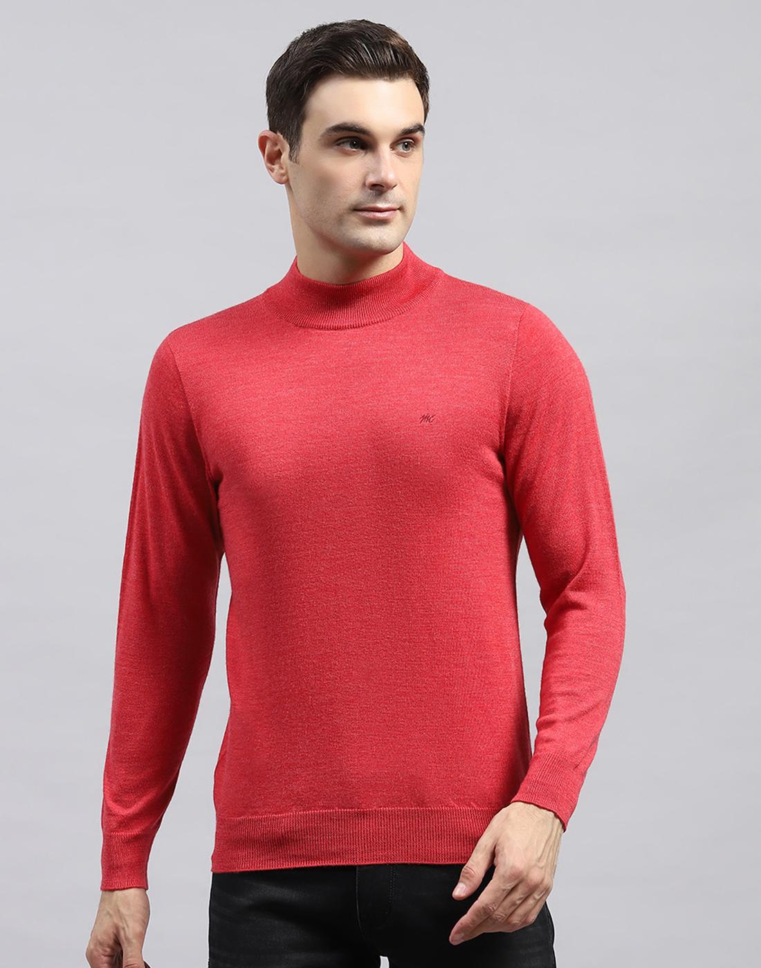 

Monte Carlo Mens Solid Red High Neck Full Sleeve Pullover XL