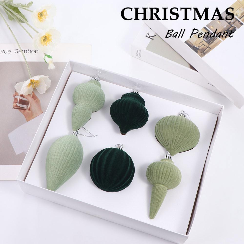 6pcs Shatterproof Christmas Hanging Balls Flocked Xmas Tree Ornaments Home Indoor Outdoor