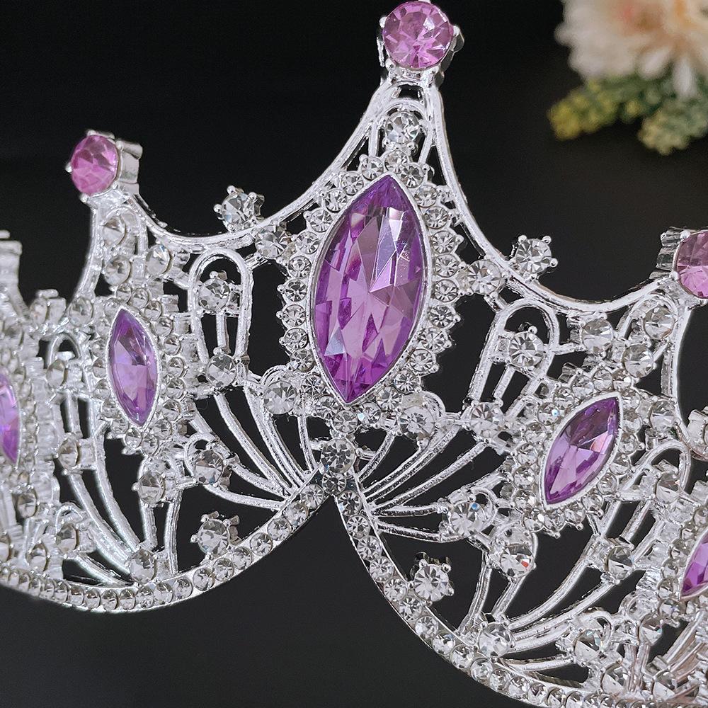 New Violet Rhinestone Bridal Crown Wedding Dress Accessories Bridal Tiara Hair Accessories