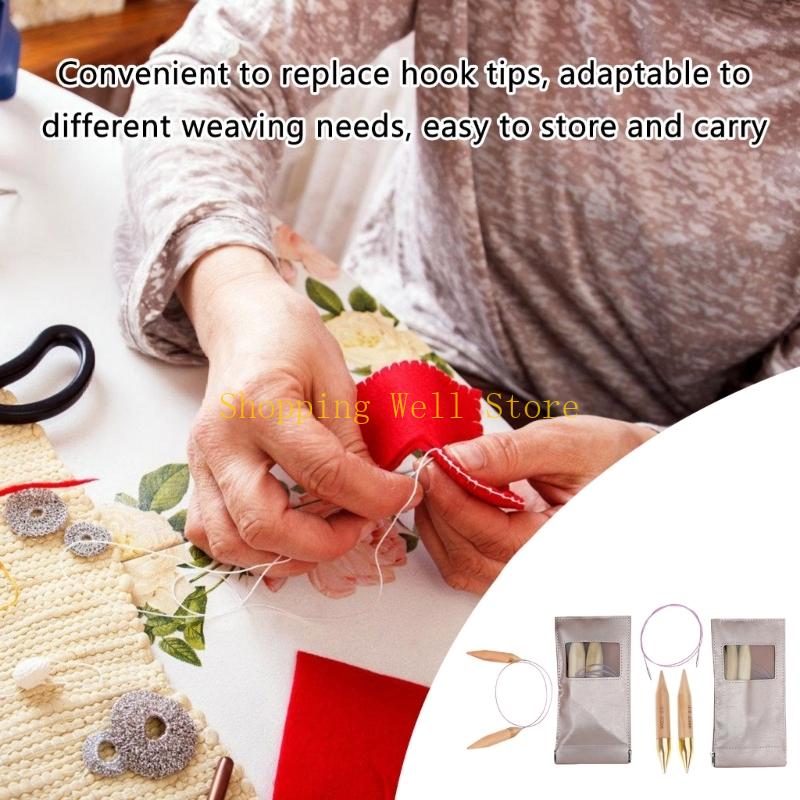KX4B 2Pcs Interchangeable Knitting Needle Large Knitting Needle with 80cm Cable