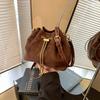 Soft Solid Faux Suede Simple Commuting Crossbody Bags   Sewing Sweet Bags for Women Thread String Women's Handbags