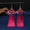 Embroidery fabric tassel earrings long retro flowers Yunnan Lijiang dance performance women's cheongsam earrings
