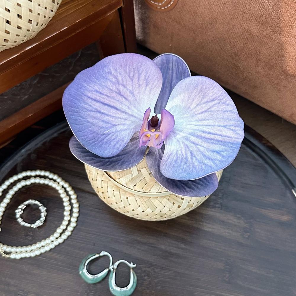 

Flower Bamboo Weave Jewelry Box Large Capacity Ring Display Holder Jewelry Storage фиолетовый