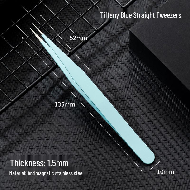 Black Anti-Static Stainless Steel Curved Tip Tweezers Set for Nail Art, Journaling, and Repairs