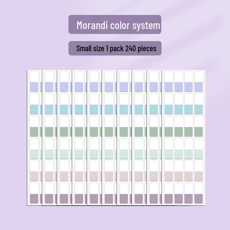 Morandi Color Transparent Sticky Note Strips - Writable Index Tab Labels for Students