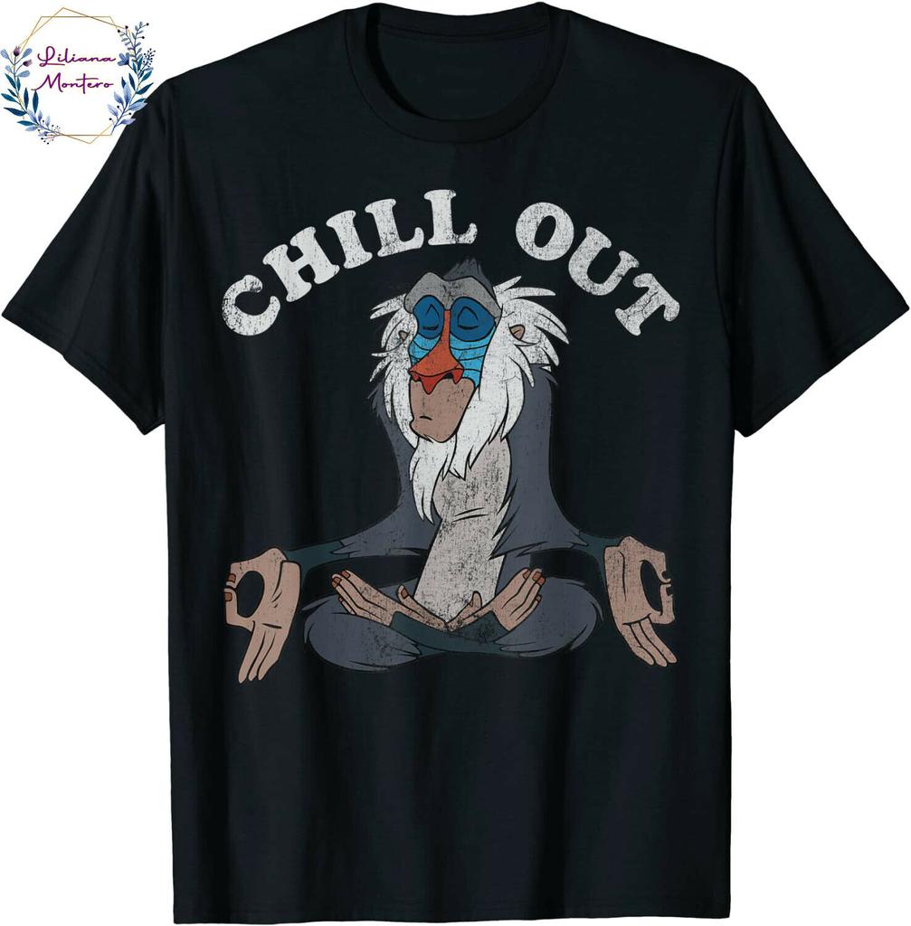 Buy Tshirt Men Casual Charm Black Color Clothing Lion King Rafiki Chill Out Meditation Graphic