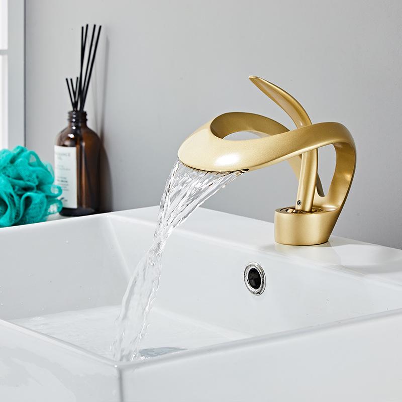 Copper Dual-Use Waterfall Faucet, Splash-Proof, Hot/Cold, Undermount Installation for Washbasins