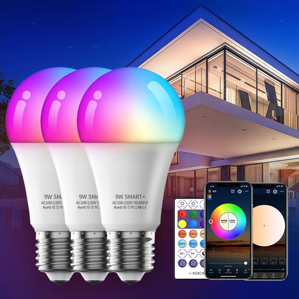 LED WiFi Smart Light E27 Bulb Head RGB Color Voice Control Lamp Home Room Party Lighting Decorative Supplies