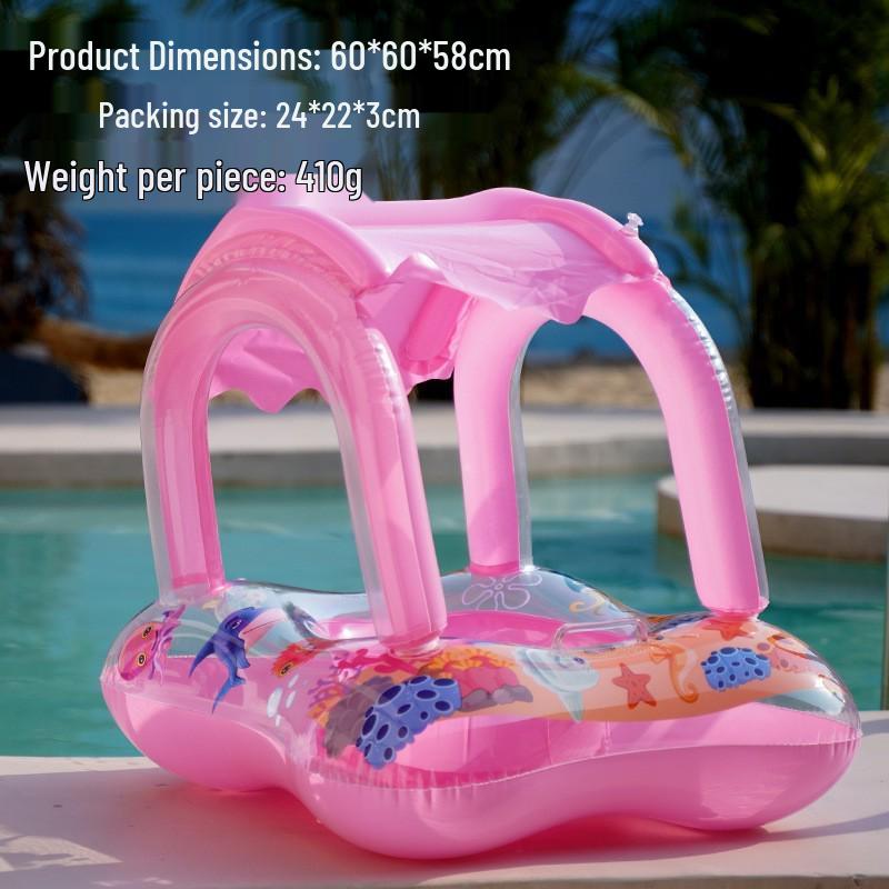 Large Toddler Boat-Themed Swimming Ring with Canopy & Steering Wheel