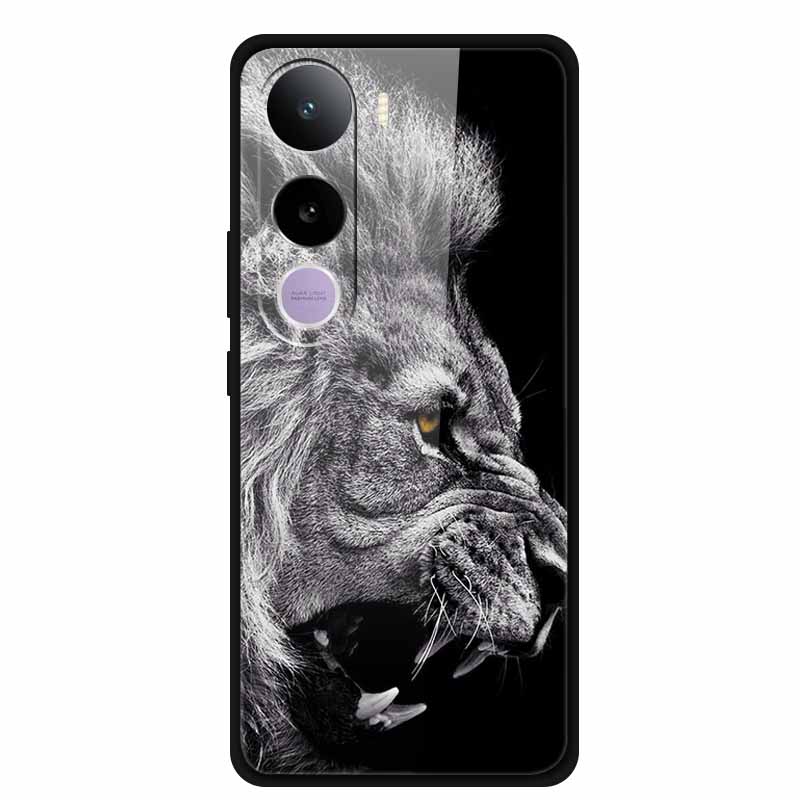 For Vivo Y400 5G Case Y 400 6.67" Animal Wolf Lion Tempered Glass Hard Back Cover For Vivo Y400 2025 Phone Cases Soft Bumper Bag