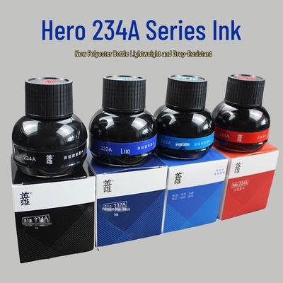 Set Inchiostro Eroe: 231A Rosso, 232A Blu-Nero, 233A Blu Puro, 234A Nero Carbone, Inchiostro per Penna Stilografica da 70ml.