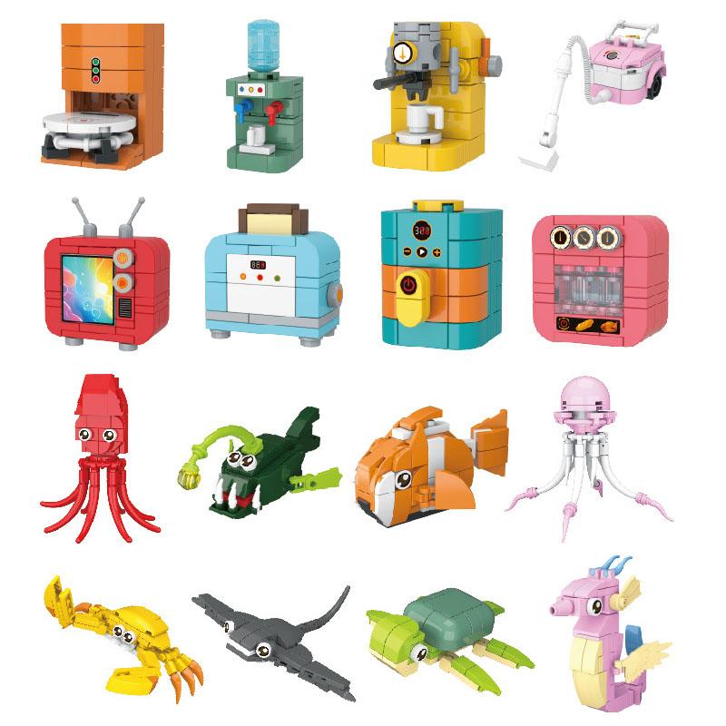 MOC City Creative Building Blocks Accessories Zoo Rhino Lion Kangaroo Wolf Fox Frog Bee Crow Peacock Mini Brick Toy Gifts X021