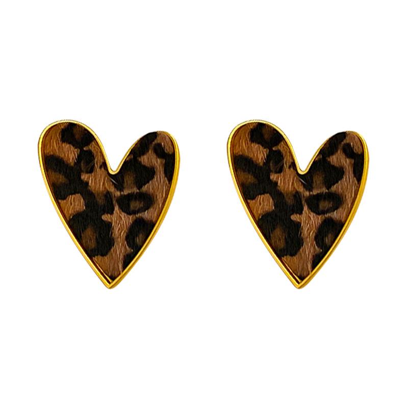 Silbernadel Leopard Herz Schleife Geometrische Hängeohrringe - Trendiger koreanischer Stil für Frauen