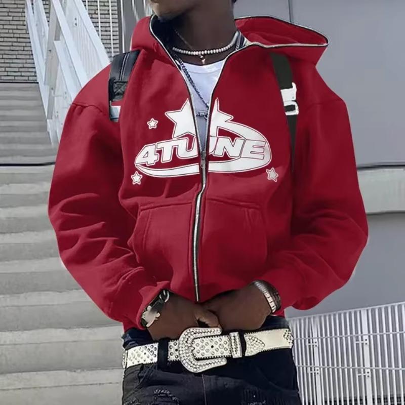 Bluzy Rozpinane Kardigany z Kapturem Ciepło Bluzy Estetyka Litery Trend Codzienne Hip Hop Y2k Nowe Bluzy Odzież Męska